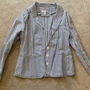 Blue and white striped blazer